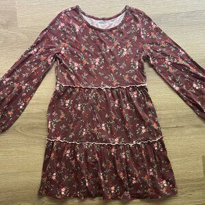 10/12 Old Navy Fall Flower Print Long-Sleeve Tiered Dress